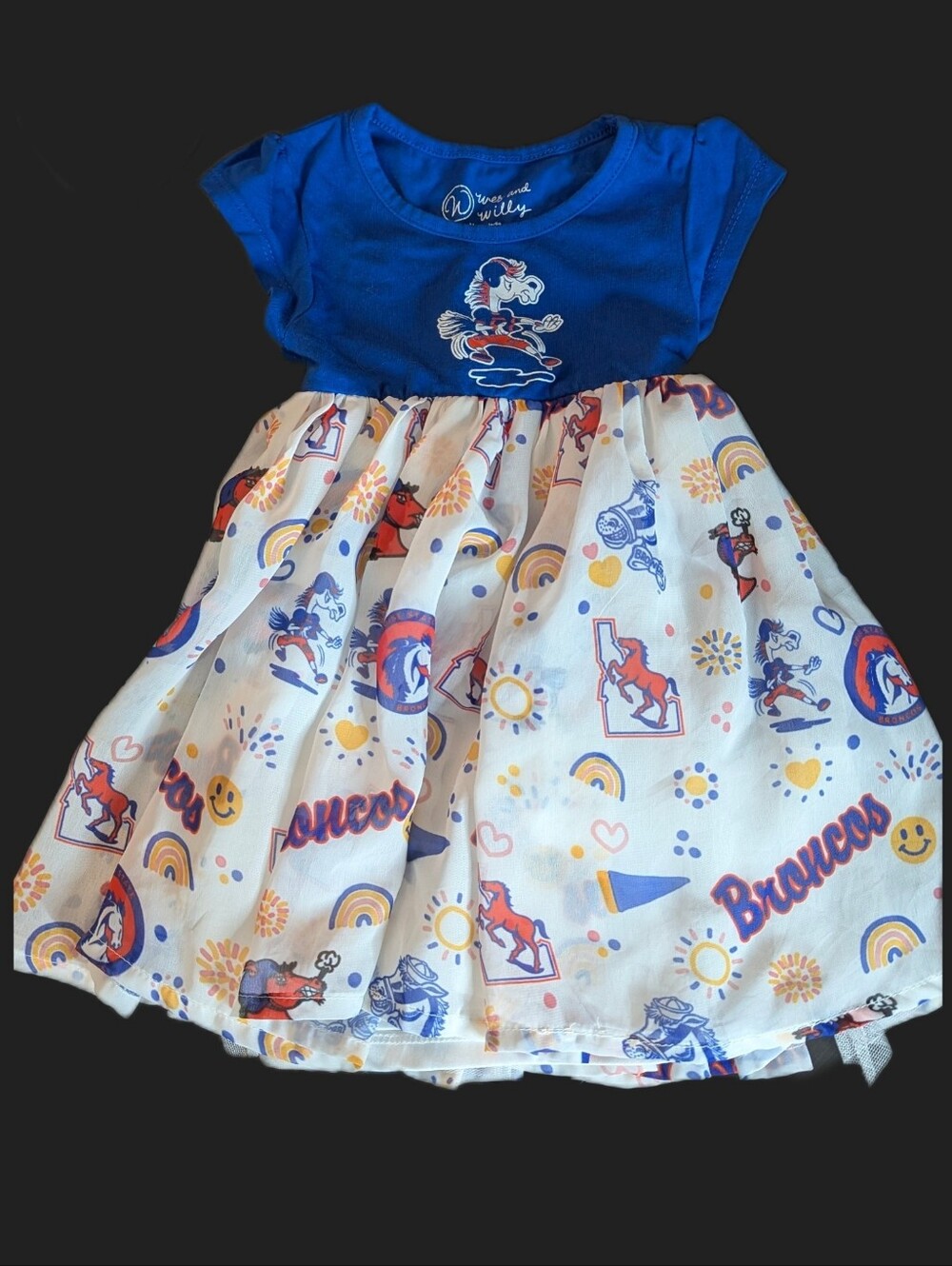 Boise State Broncos Blue & Cream Baby Girls' Team Print Dress